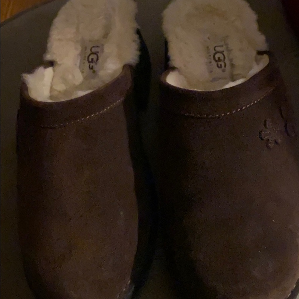 Ugg slides.  Dark Brown